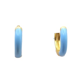 AV Enamel Gold Over Sterling Silver Small Hoop Earrings 1.2 G