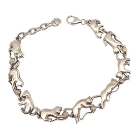 Sterling Silver Cats Bracelet 20.9 G