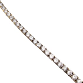 Rhinestone Gold Over Sterling Silver Tennis Bracelet 22.2 G