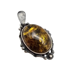 Amber Sterling Silver Pendant 3.7 G