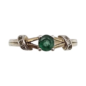 Emerald Sterling Silver Cocktail Ring Size 6.75 1.6 G