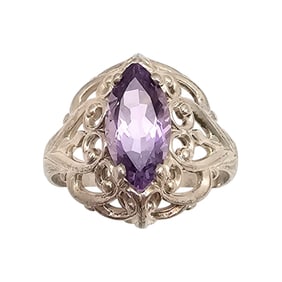 KBN Amethyst Sterling Silver Cocktail Ring Size 8.25 3.9 G