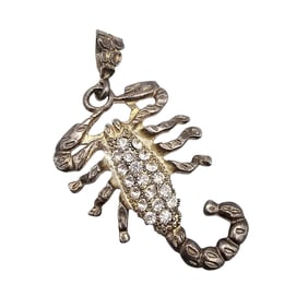 Rhinestone Sterling Silver Scorpion Scorpio Pendant 25.3 G