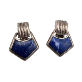 Lapis Sterling Silver Drop Dangle Earrings 18 G
