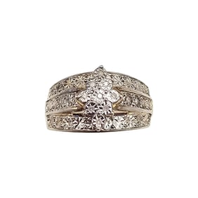 JH Diamond Sterling Silver Cocktail Ring Size 7 6.5 G