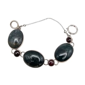 Charles Albert Garnet Natural Stone Sterling Silver Bracelet 38.4 G