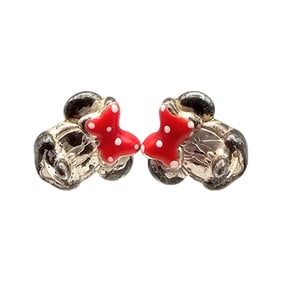 Sterling Silver Disney Minnie Mouse Enamel Earrings 0.6 G