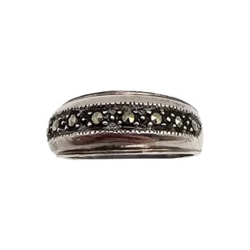 NF Marcasite Sterling Silver Cocktail Ring Size 7.75 3.9 G