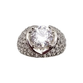 MEDA Clear Stone Sterling Silver Cocktail Ring Size 4.75 5.2 G