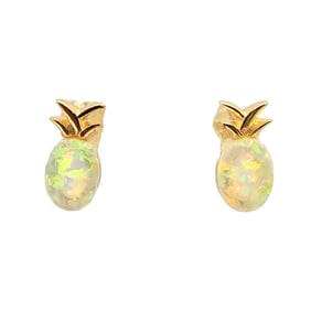 Opal Gold Over Sterling Silver Pineapple Earrings 0.9 G