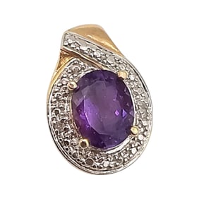 Ross Simons Diamond Amethyst Gold Over Sterling Silver Pendant 2.5 G