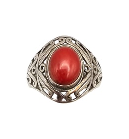 MG Coral Sterling Silver Ring Size 6.75 5.9 G