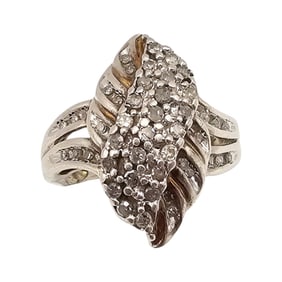 Vintage Diamond Sterling Silver Cocktail Ring Size 6.75 4.4 G