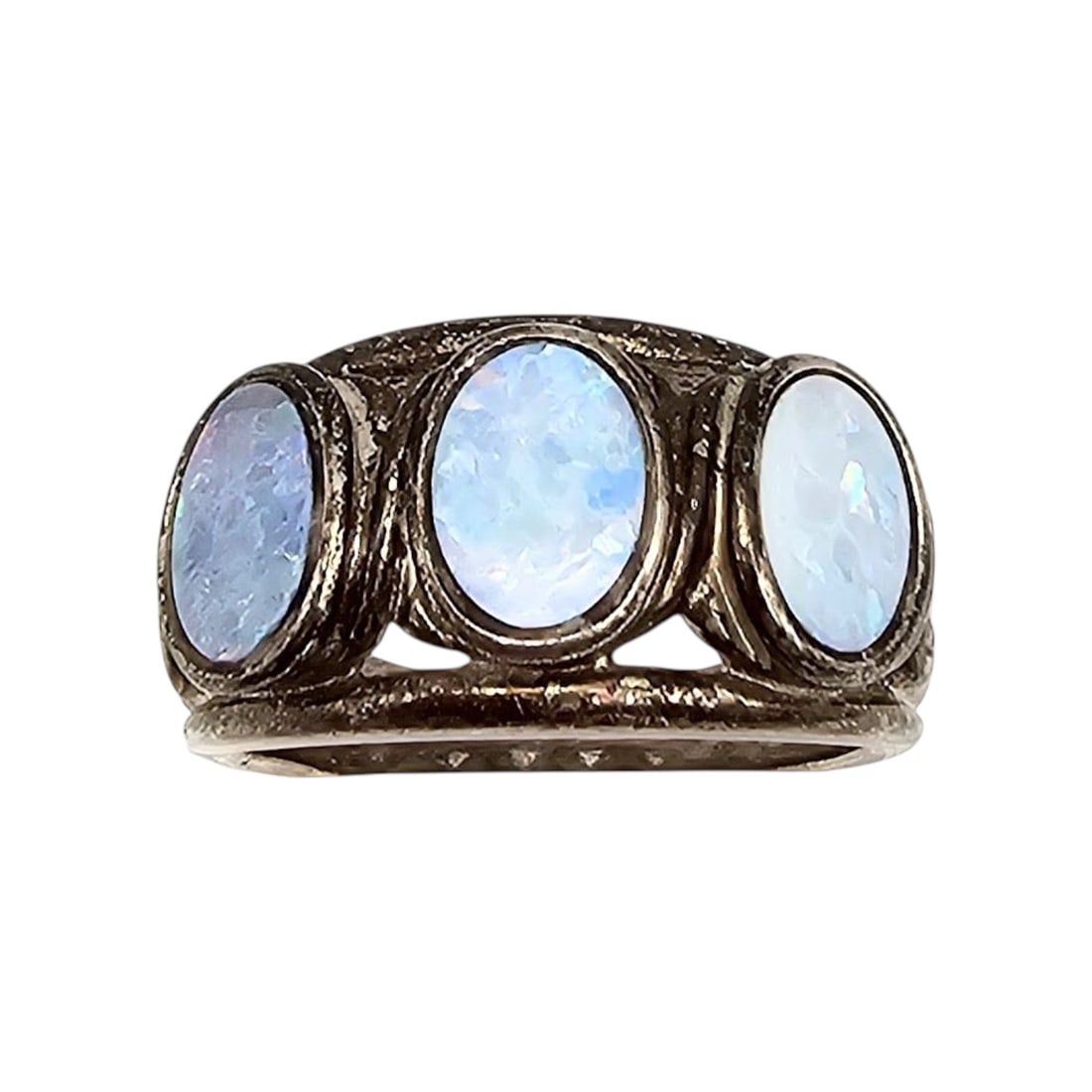 Opal Sterling Silver Cocktail Ring Size 5.5 5.7 G (1 of 4)
