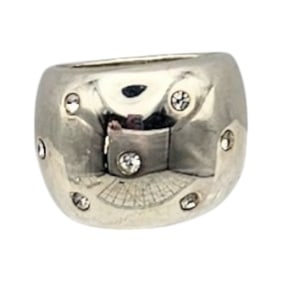 FAS Italy Rhinestone Sterling Silver Cocktail Ring Size 7.25 9.2 G
