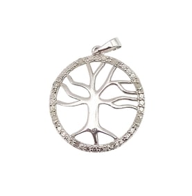 MO Diamond Sterling Silver Tree Pendant 1.7 G