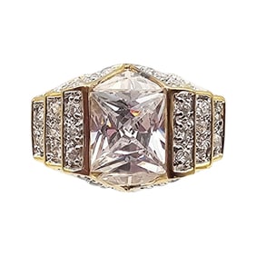 DBJ Clear Stone Gold Over Sterling Silver Cocktail Ring Size 4.75 8.3 G