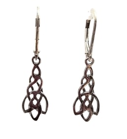 Sterling Silver Celtic Knot Drop Dangle Earrings 1.3 G