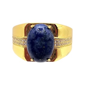 Lapis Gold Over Sterling Silver Ring Size 14 8.7 G