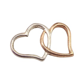 LA Sterling Silver Two-Tone Double Heart Pendant 1.7 G