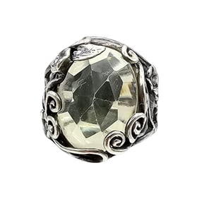 Cushion Cut Quartz Sterling Silver Cocktail Ring Size 6.5 7.8 G