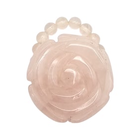 Rose Quartz Carved Rose Ring