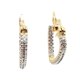 Ross Simons Diamond Gold Over Sterling Silver Heart Hoop Earrings 4.5 G