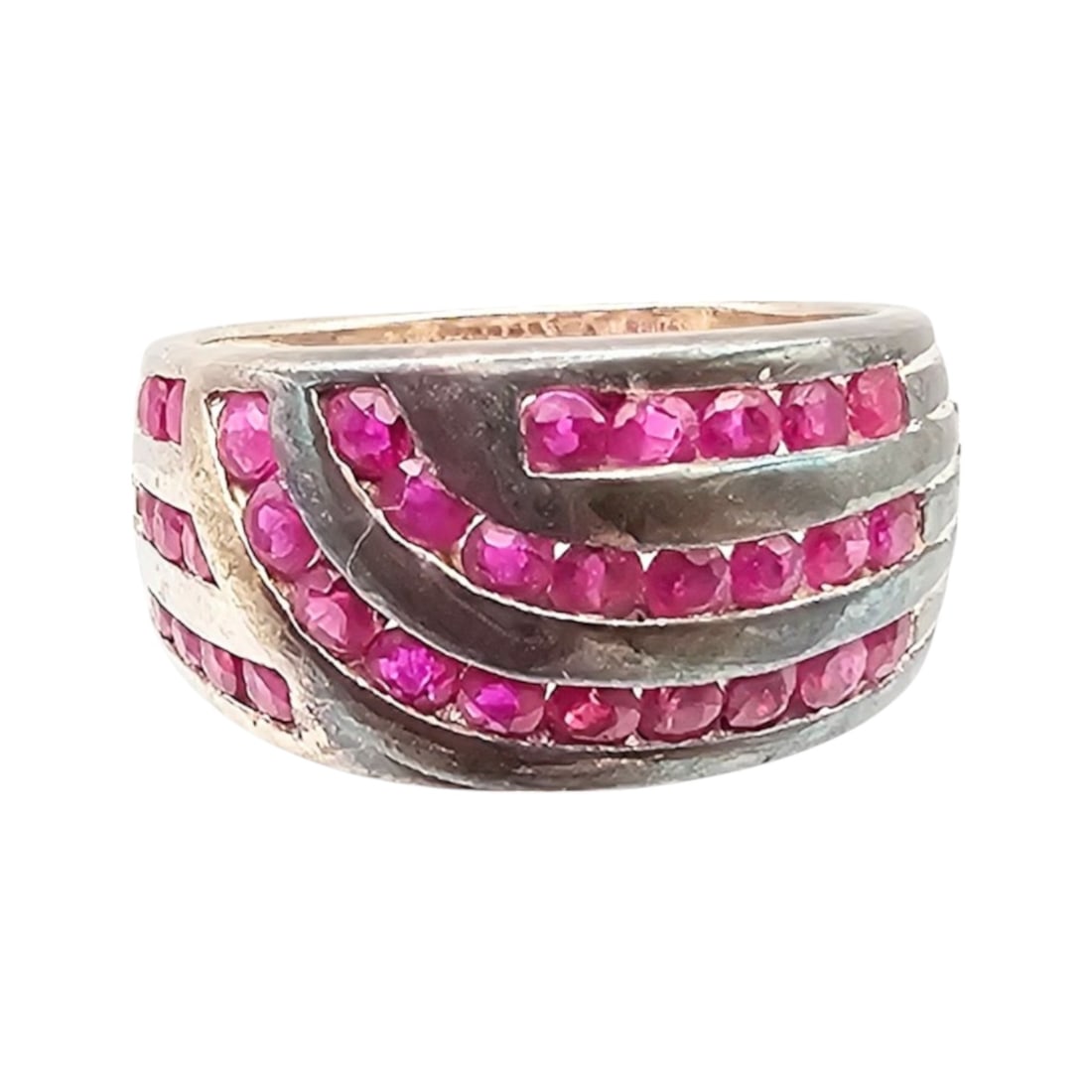 KL Ruby Sterling Silver Cocktail Ring Size 5.75 5 G (1 of 4)