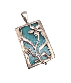 C Co. Sea Glass Sterling Silver Floral Pendant 13.3 G
