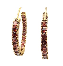 ADI Rhinestone Gold Over Sterling Silver Hoop Earrings 6.5 G