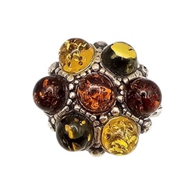 Amber Sterling Silver Ring Size 5.75 3.6 G