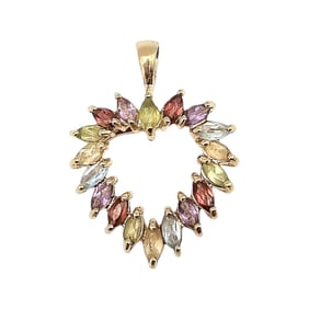 Ross Simons Topaz Amethyst Garnet Peridot Gold Over Sterling Silver Heart Pendant 2.6 G