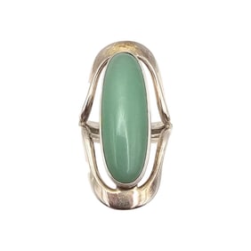 DDD Mexico Jade Sterling Silver Ring Size 6.75 11.6 G