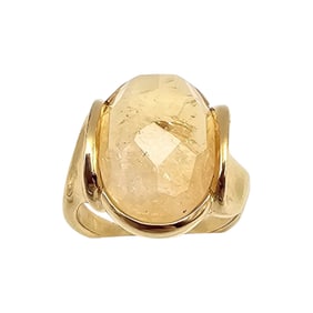 J&T Quartz Gold Over Sterling Silver Cocktail Ring Size 6.75 7.6 G