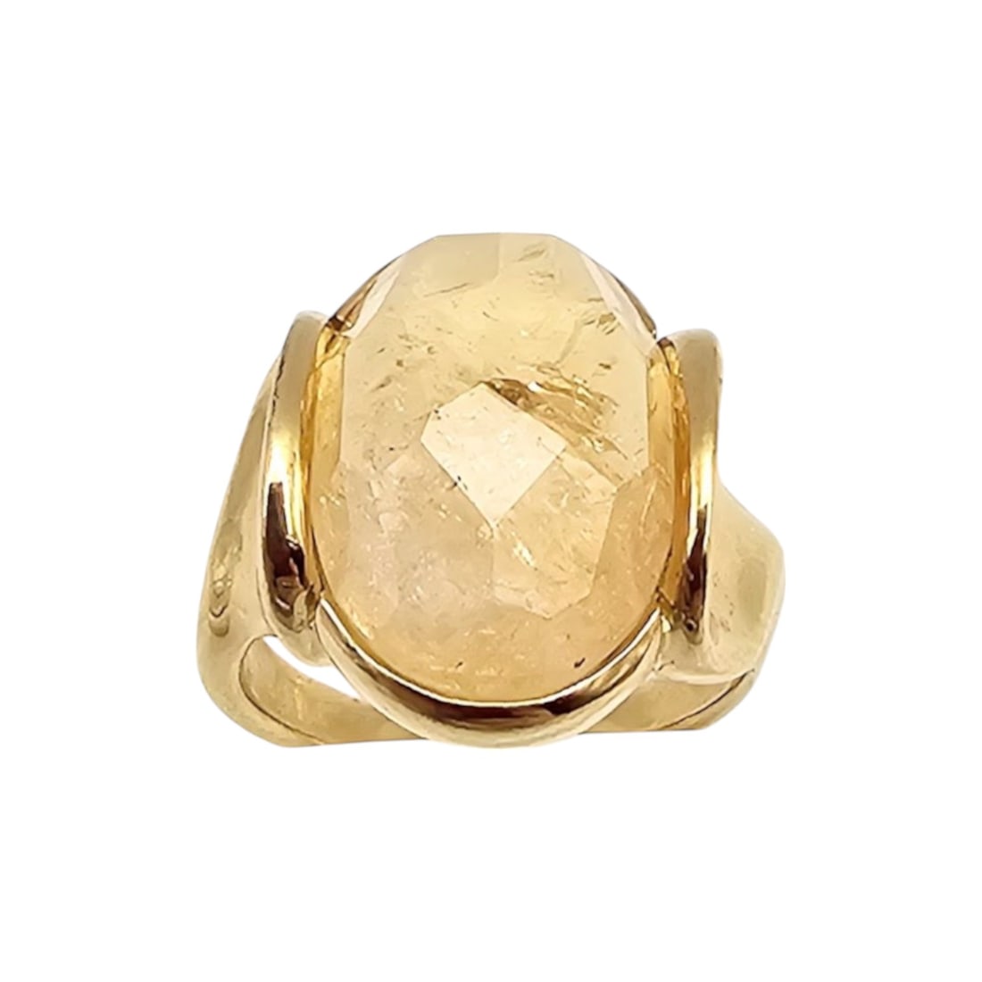 J&T Quartz Gold Over Sterling Silver Cocktail Ring Size 6.75 7.6 G: J&T Quartz Gold Over Sterling Silver Cocktail Ring Size 6.75 7.6 G