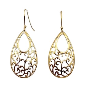 D Gold Over Sterling Silver Drop Dangle Earrings 2.5 G
