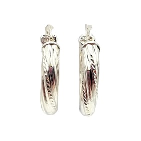 Sterling Silver Hollow Form Hoop Earrings 9.6 G