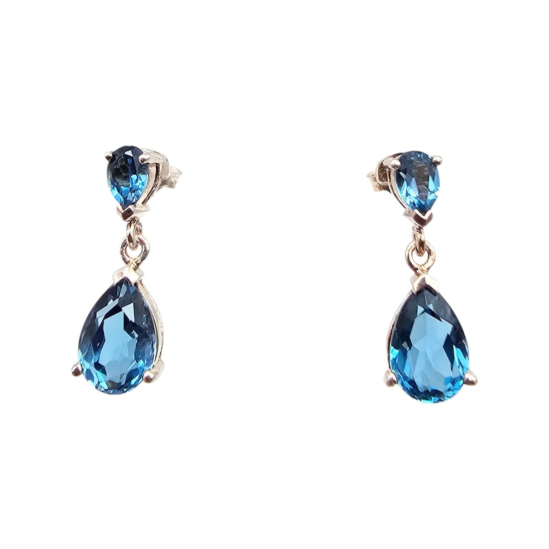 Topaz Sterling Silver Drop Dangle Earrings 3.8 G (1 of 4)