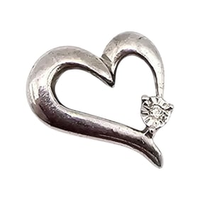 Diamond Sterling Silver Heart Pendant 1.7 G