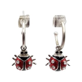 ATI Enamel Sterling Silver Ladybug Earrings 2.8 G