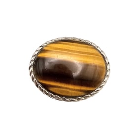 A Tiger's Eye Sterling Silver Ring Size 5.75 9.7 G