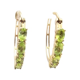 Ross Simons Peridot Gold Over Sterling Silver Hoop Earrings 3.7 G