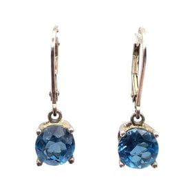 UTC Topaz Sterling Silver Drop Dangle Earrings 2.6 G