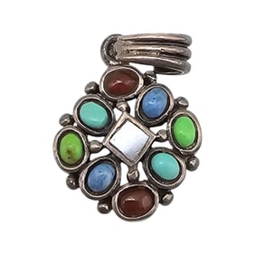 Signed Multi Stone Sterling Silver Pendant 4.9 G