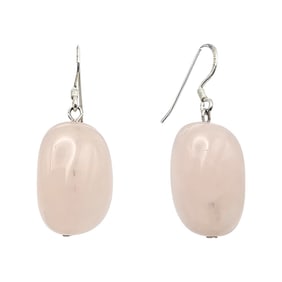 GSJ Rose Quartz Sterling Silver Drop Dangle Earrings 10.5 G