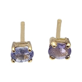 Rhinestone Gold Over Sterling Silver Stud Earrings 0.6 G