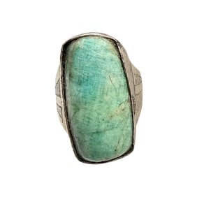 Navajo Turquoise Sterling Silver Ring Size 8 9.3 G