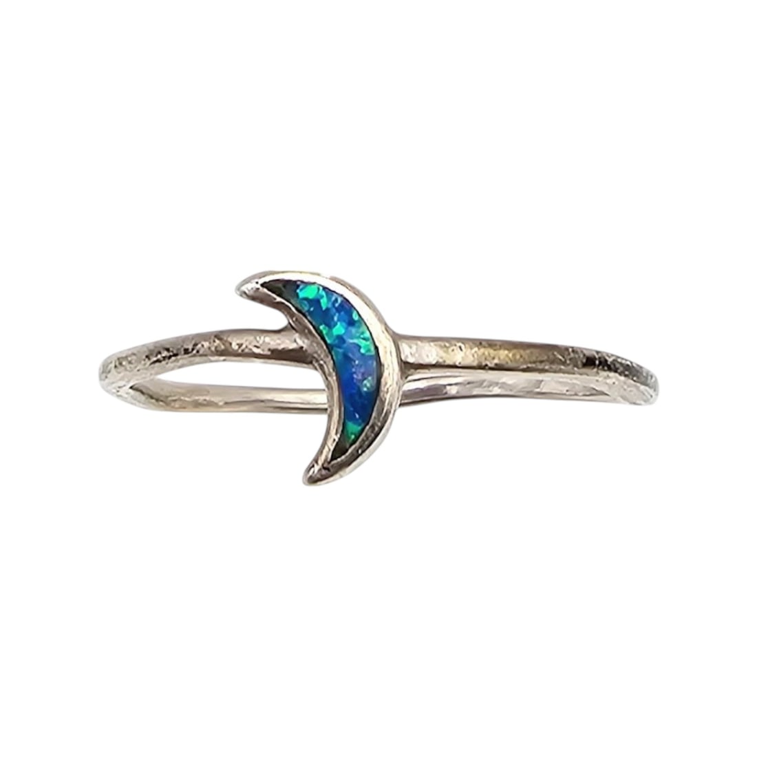 Southwestern Sterling Silver Opal Moon Ring Size 9 1.3 G (1 of 4)
