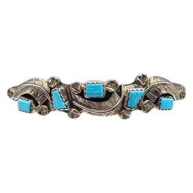 Southwestern LA Turquoise Sterling Silver Cuff Bracelet 10.7 G