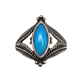 Carolyn Pollack Relios Southwestern Turquoise Sterling Silver Ring Size 6 5.4 G